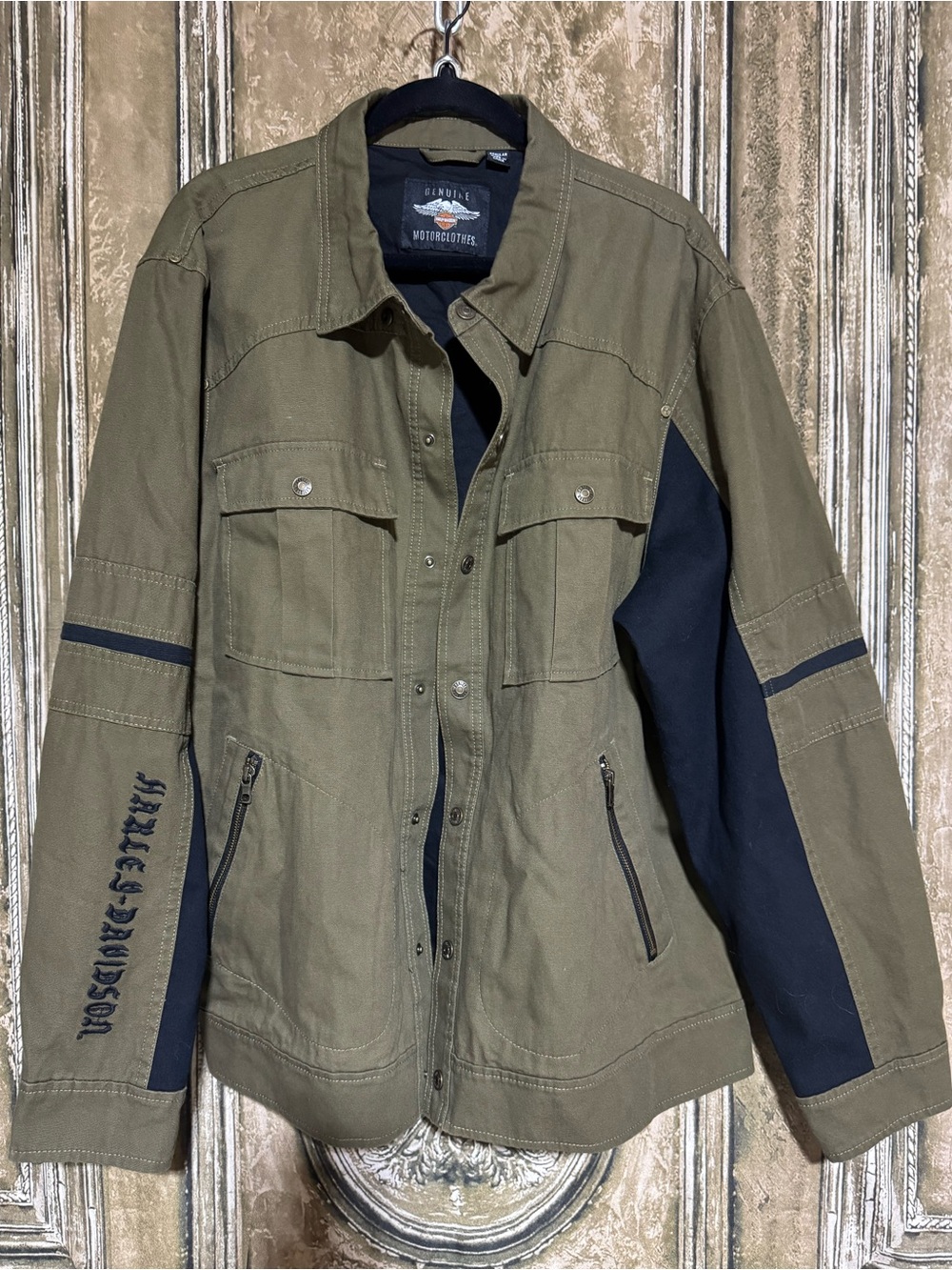 HARLEY-DAVIDSON WOMEN’S OLIVE GREEN MOTO UTILITY JACKET – XL